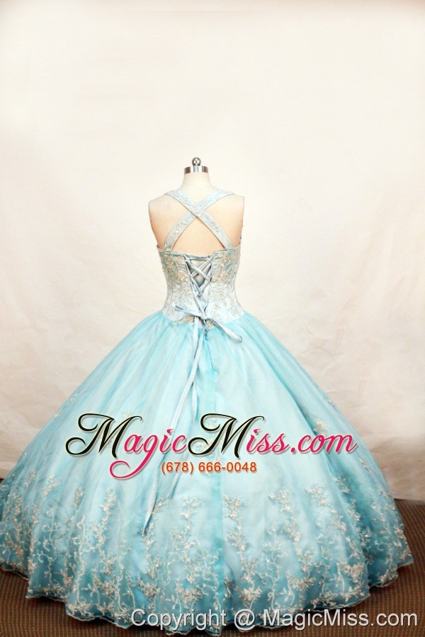wholesale light blue little girl pageant dresses with appliques and straps