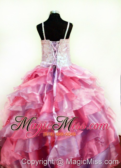 wholesale colorful organza with appliques and beading for little girl pageant dresses