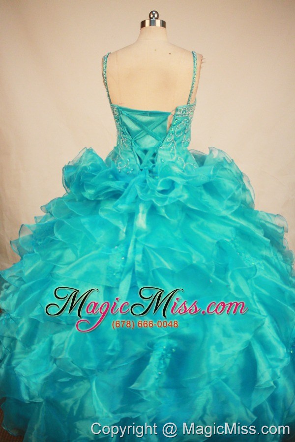 wholesale lovely blue little girl pageant dresses with ruffles and beading