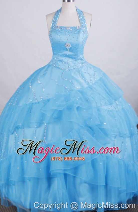 wholesale exclusive little girl pageant dress a-line halter top neck floor-length
