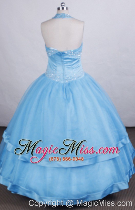 wholesale discount ball gown little girl pageant dress halter beading floor-length