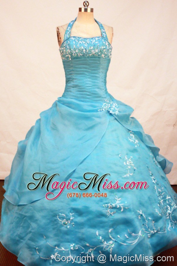 wholesale wonderful appliques decorate ball gown little girl pageant dress halter floor-length