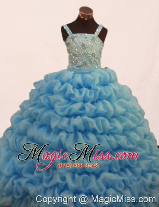 wholesale gorgeous pick-ups and beading decorate bodice ball gown straps floor-length little girl pageant dress