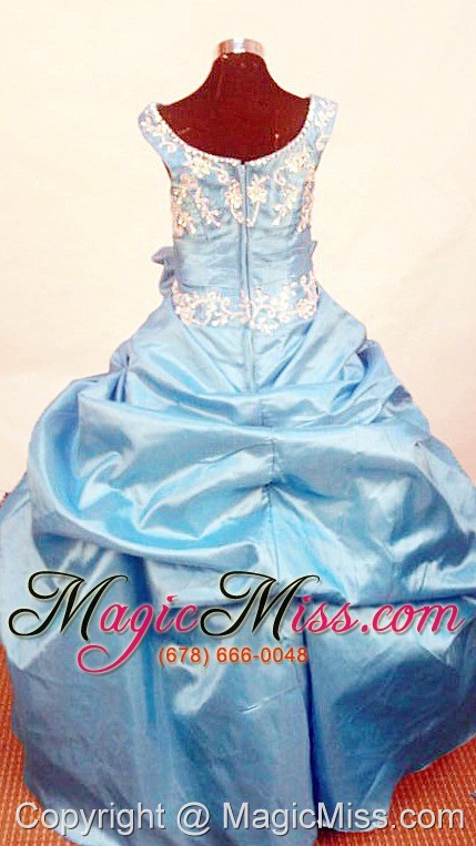 wholesale 2013 lovely baby blue appliques little girl pageant dresses scoop with floor-length