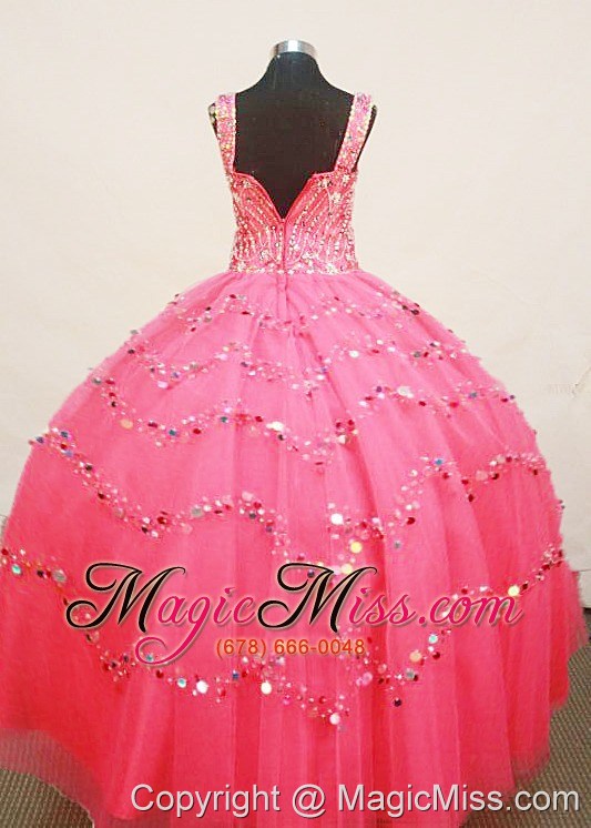 wholesale custom made little girl pageant dress beadingstrap floor-length organza