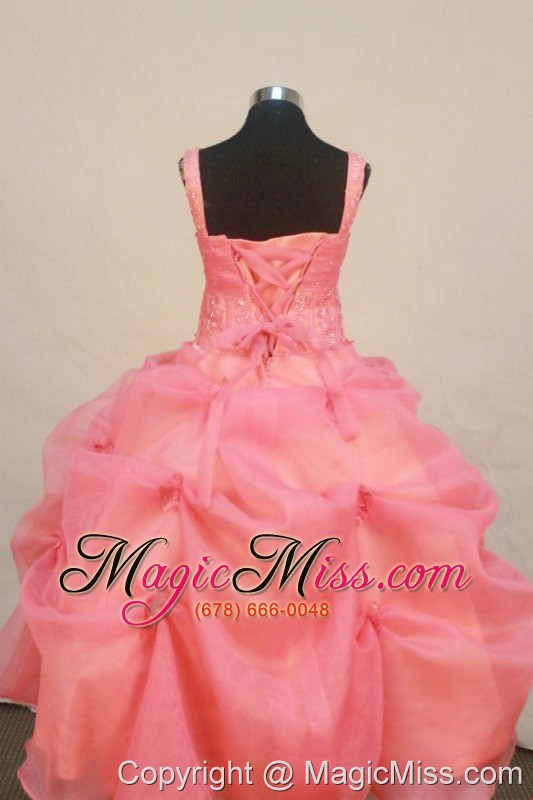 wholesale 2013 custom made watermelon little girl pageant dress straps with pick-ups organza