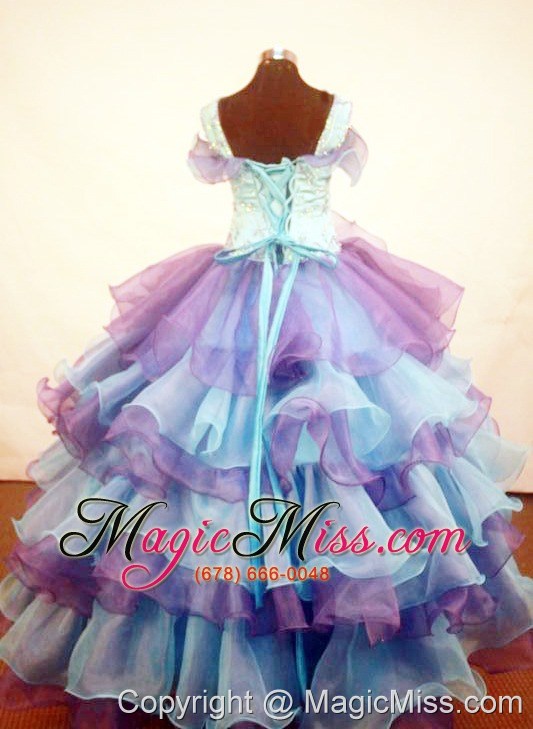 wholesale beautiful ruffles little girl pageant dress straps multi-color with organza in 2013