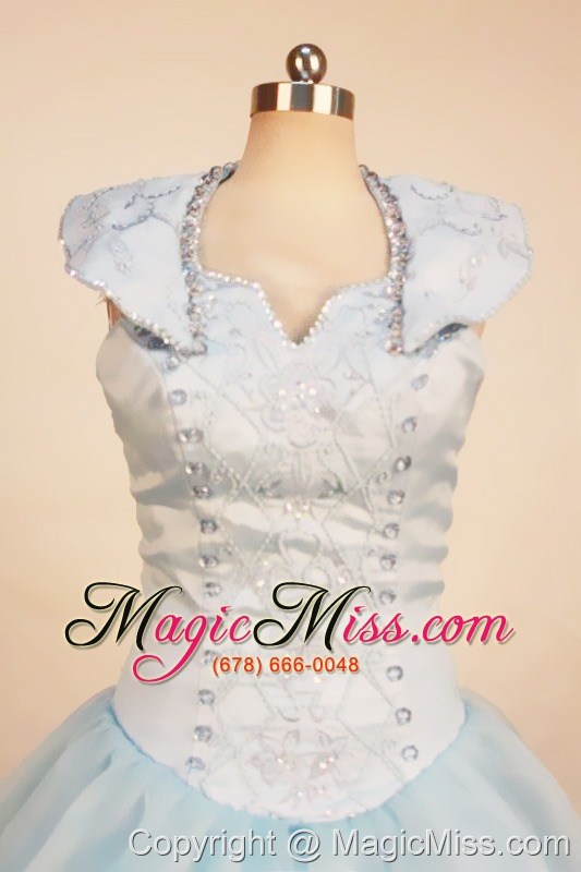wholesale custom made light blue 2013 little girl pageant dress with ruffled layeres ball gown scoop neck
