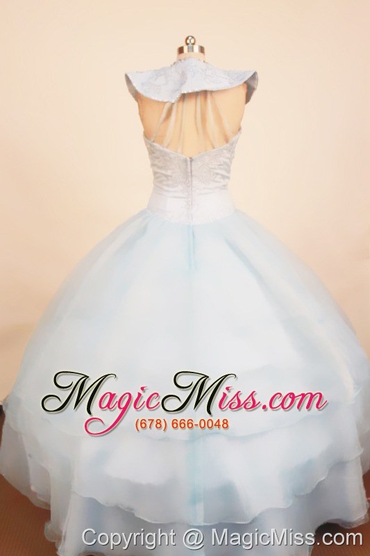 wholesale custom made light blue 2013 little girl pageant dress with ruffled layeres ball gown scoop neck