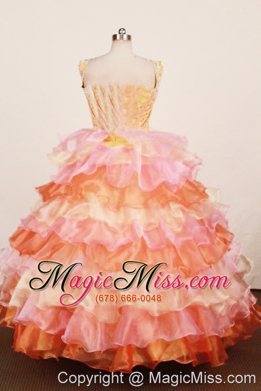 wholesale lovely multi-color ruffled layered little girl pageant dress ball gown with straps floor-length