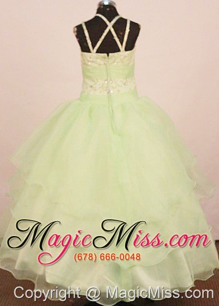 wholesale 2013 low price little girl pageant dress ball gown yellow green straps with yellow green