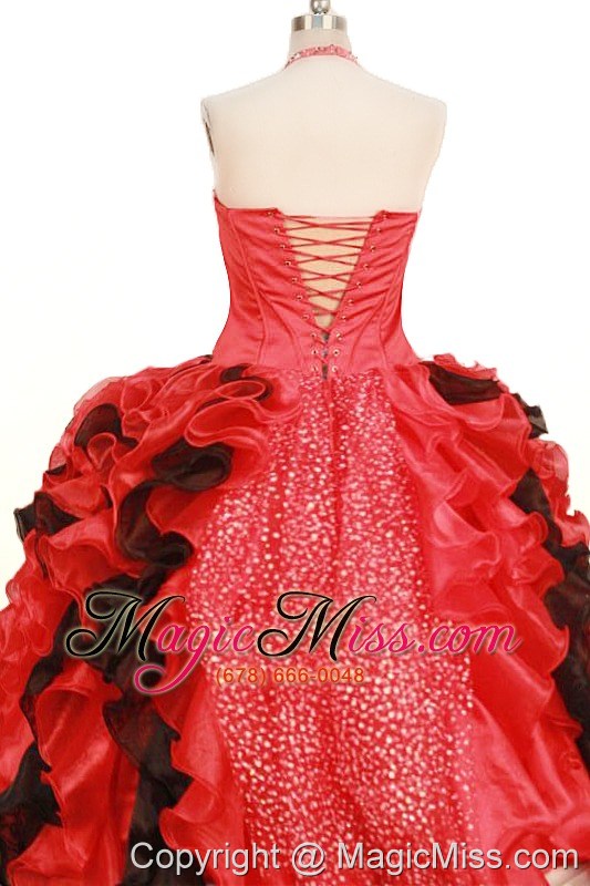 wholesale fashionable ruffles little girl pageant dresses ball gown halter red in 2013