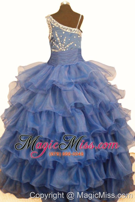 wholesale stylish ruffled layeres little girl pageant dresses ball gown asymmetrical floor-length organza