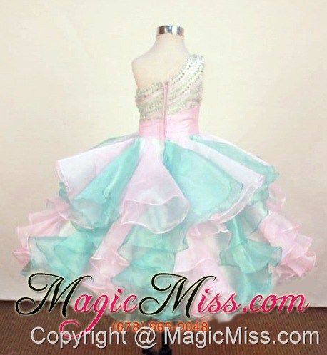 wholesale pretty little girl pageant dresses one shoulder neck floor-length beading ball gown in 2013