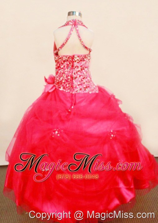 wholesale popular little girl pageant dresses ball gown halter top neck floor-length tulle