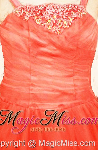 wholesale simple strap orange red little girl pageant dresses with ball gown