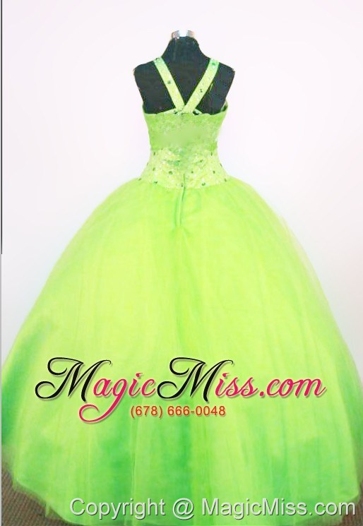 wholesale sweet ball gown halter top floor-length spring green beading little girl pageant dresses