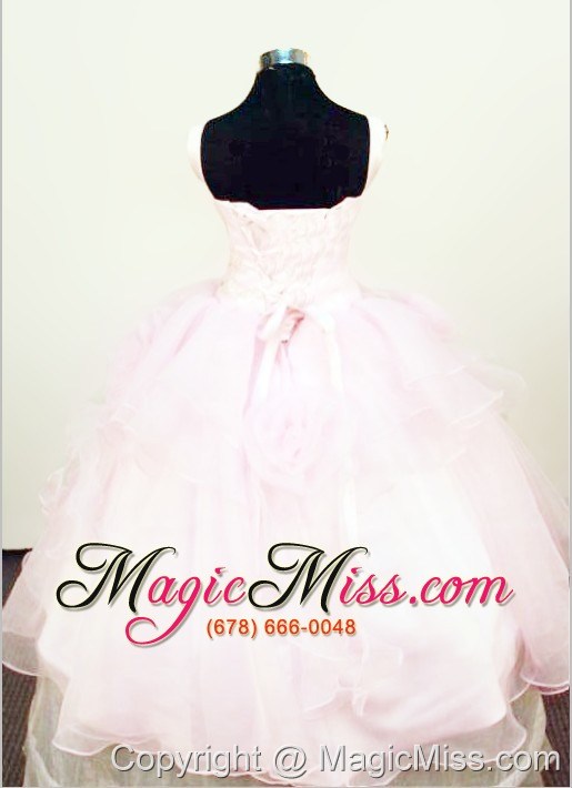 wholesale hand made flowers ball gown straps organza beading little girl pageant dresses