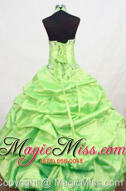 wholesale 2013 yellow green taffeta beading little girl pageant dresses with halter top