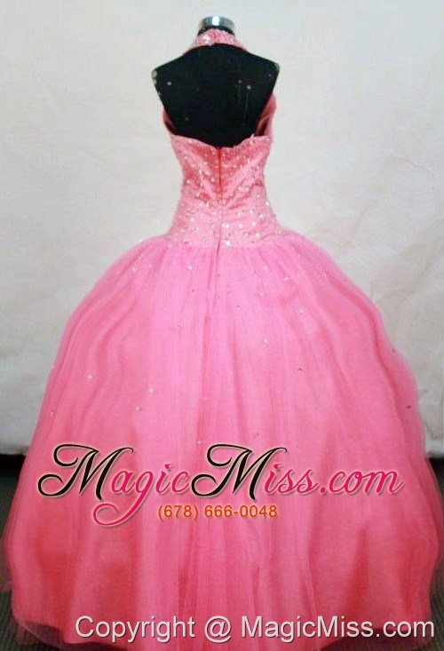 wholesale 2013 new arrival ball gown halter top waltermelon beading little girl pageant dresses