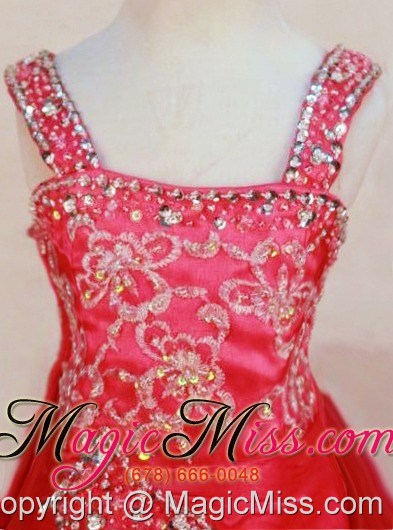 wholesale appliques decorate shoulder sweet straps organza little girl pageant dresses