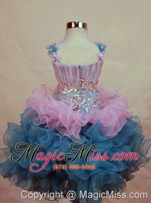wholesale a-line straps mini-length multi-color organza beading little girl pageant dresses