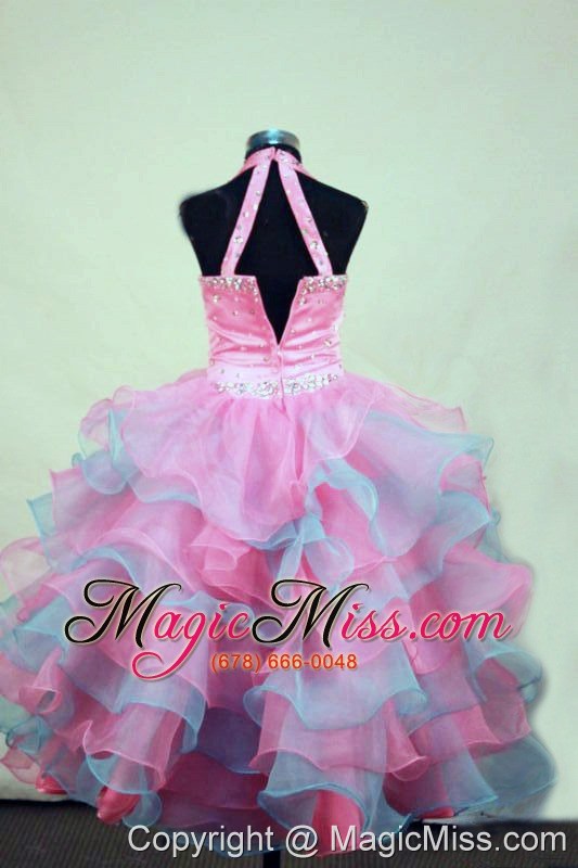 wholesale beading gorgeous ball gown halter organza floor-length colorful little girl pageant dresses