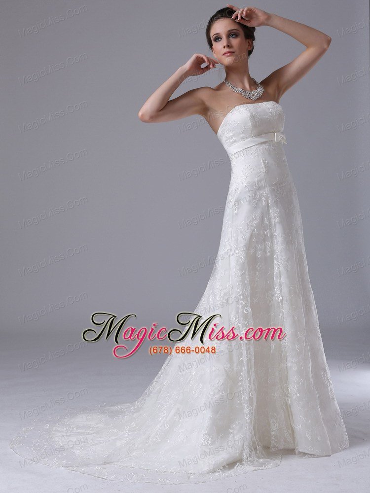 wholesale carroll iowa bowknot column strapless hall exquisite wedding dress with lace