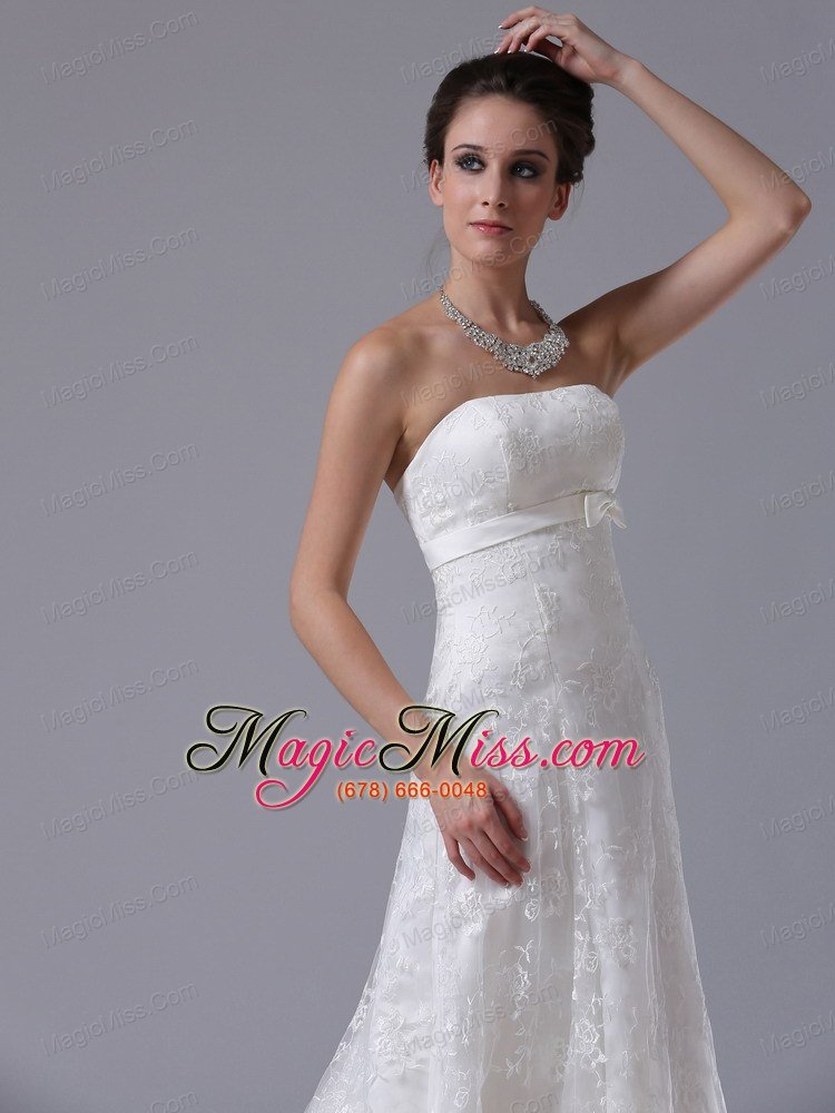 wholesale carroll iowa bowknot column strapless hall exquisite wedding dress with lace