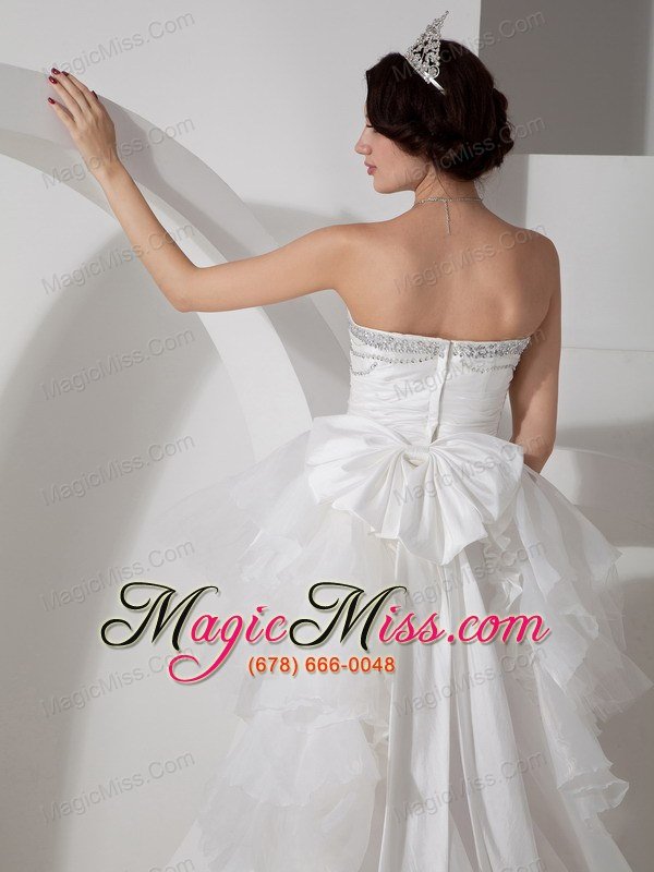 wholesale lovely column sweetheart high-low tulle beading wedding dress