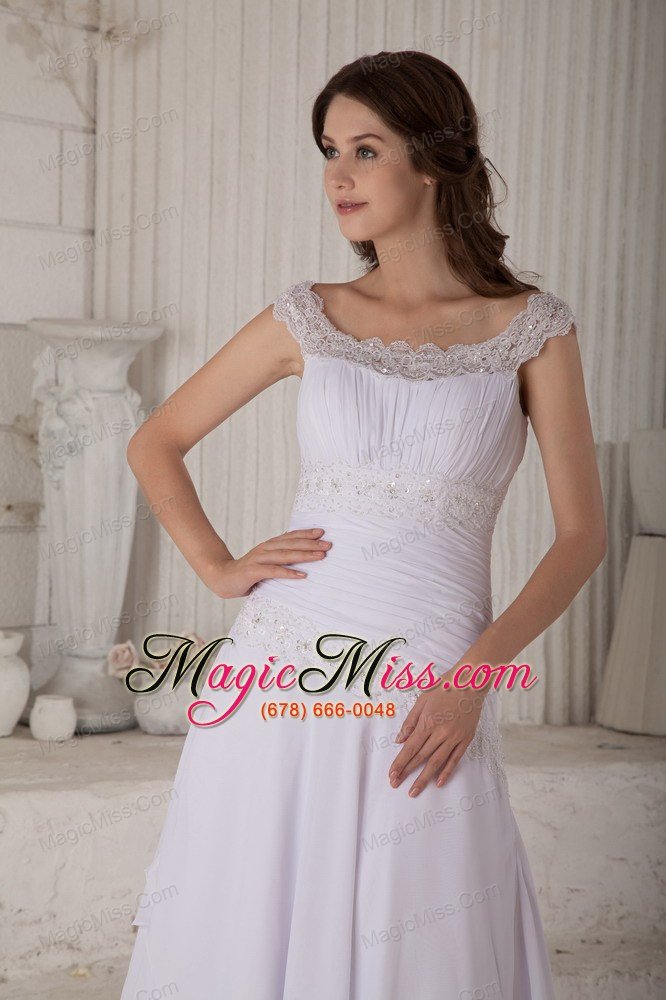 wholesale beautiful a-line / princess scoop court train chiffon embroidery wedding dress