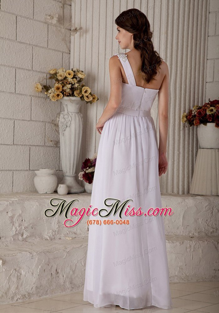 wholesale latest empire one shoulder floor-length chiffon appliques wedding dress
