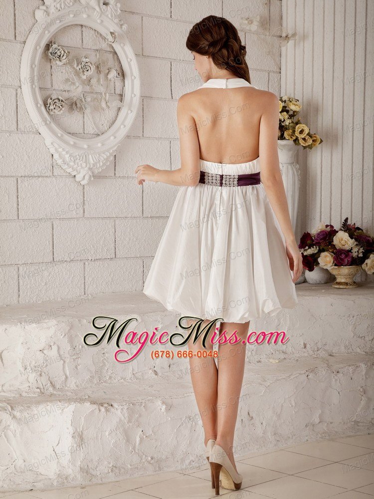 wholesale brand new a-line / princess v-neck mini-length taffeta beading wedding dress