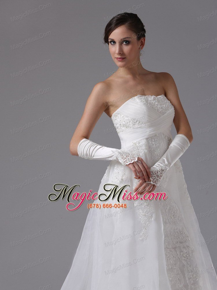 wholesale atascadero california city lace and organza strapless and brush train for wedding dress