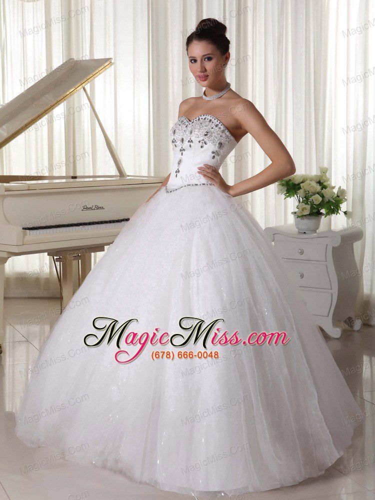 wholesale organza ball gown beaded decorate sweetheart and waist with rhinestones for custom made wedding dress