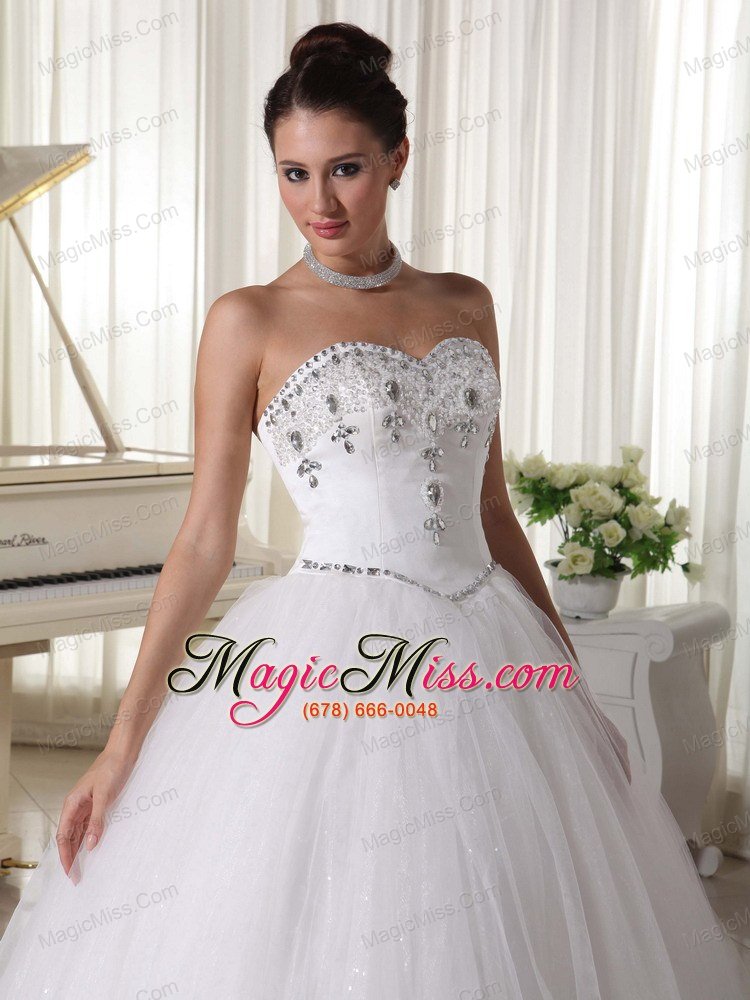 wholesale organza ball gown beaded decorate sweetheart and waist with rhinestones for custom made wedding dress