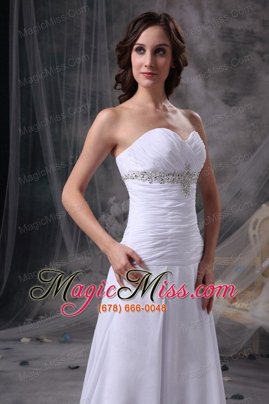 wholesale white princess sweetheart court train chiffon appliques and ruch wedding dress