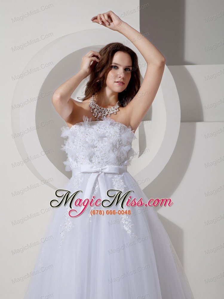 wholesale cheap a-line / princess strapless chapel train tulle embroidery wedding dress