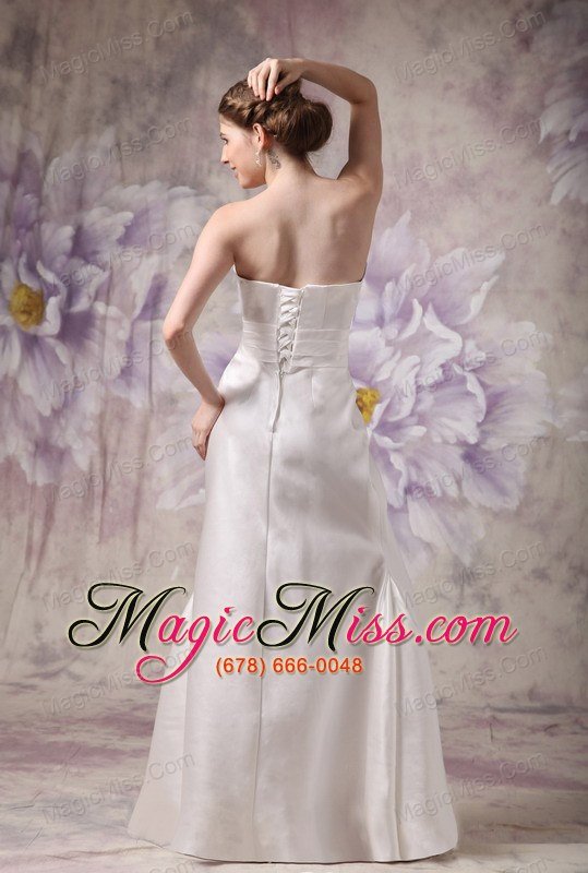 wholesale white column strapless floor-length taffeta beading prom dress