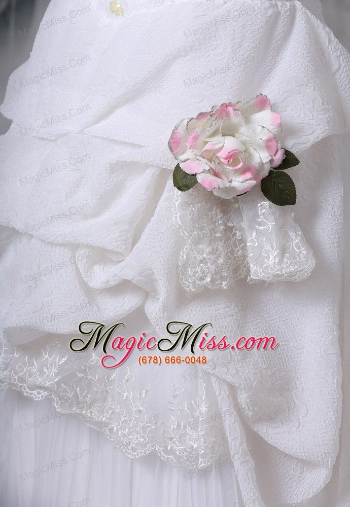 wholesale dubuque iowa beaded decorate bodice hand made flower special fabric floor-length for 2013 wedding dress