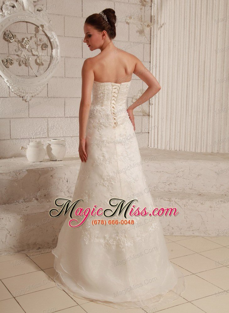 wholesale sweetheart lace and organza wedding dress for custom made a-line brush train
