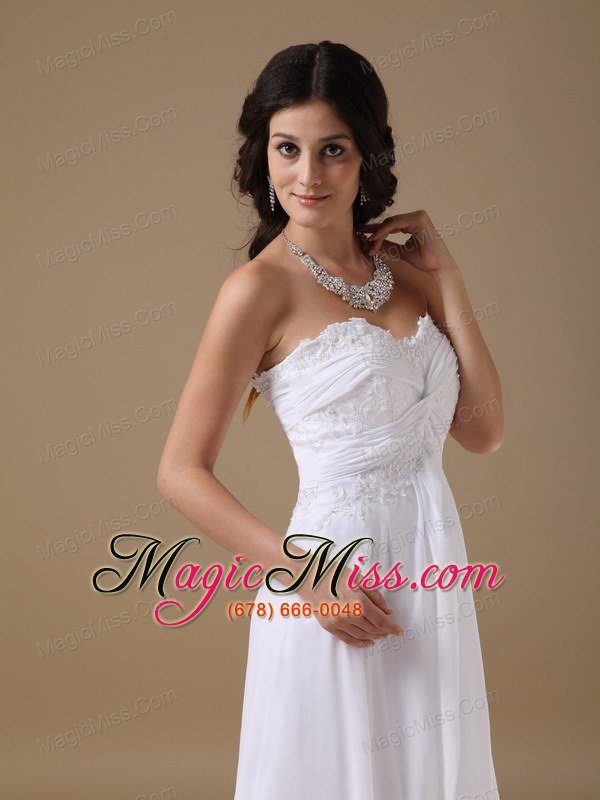 wholesale white empire sweetheart floor-length chiffon and taffeta lace prom dress