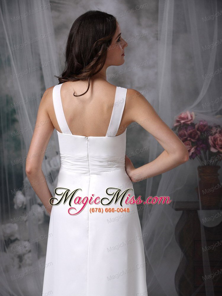 wholesale white column / sheath v-neck floor-length chiffon beading prom dress