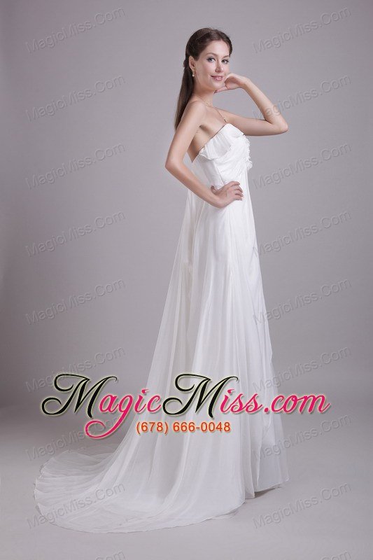 wholesale white empire sweetheart brush train chiffon wedding dress