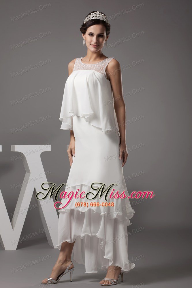 wholesale beading scoop high-low wedding dress