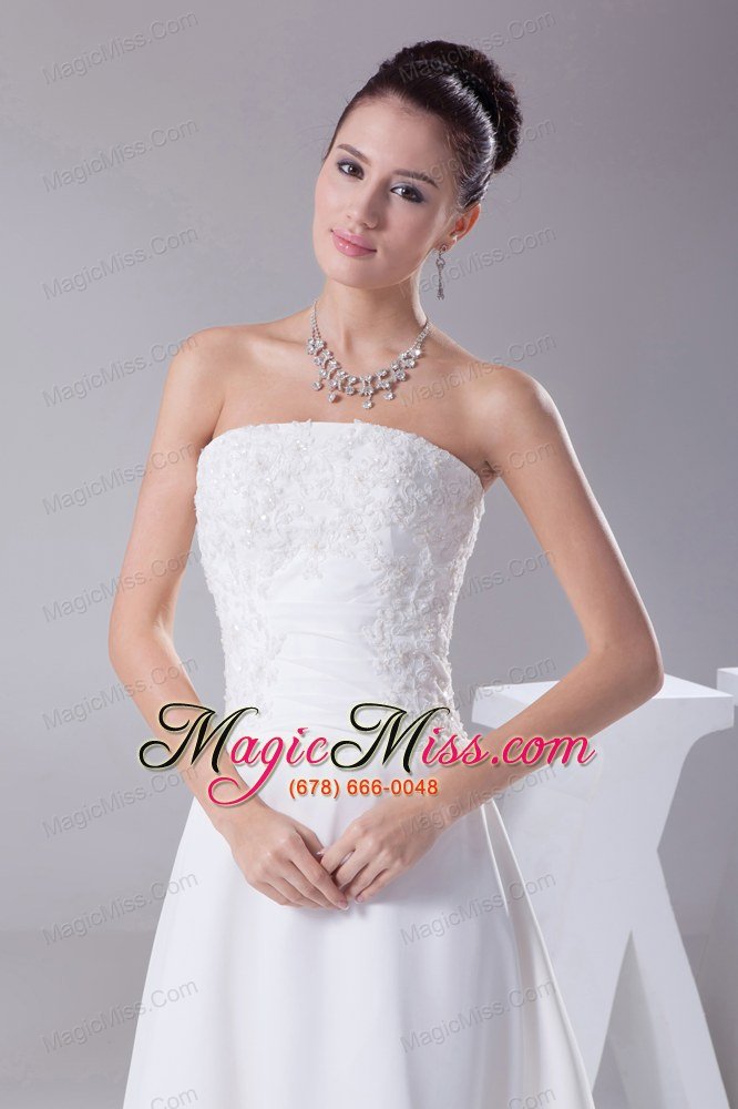 wholesale a-line strapless lace court train wedding dress