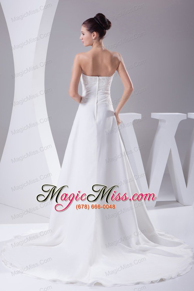 wholesale a-line strapless lace court train wedding dress