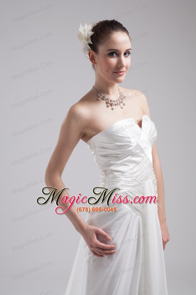 wholesale column strapless ruching chiffon wedding dress