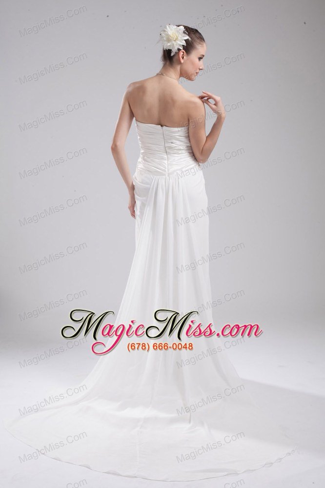 wholesale column strapless ruching chiffon wedding dress