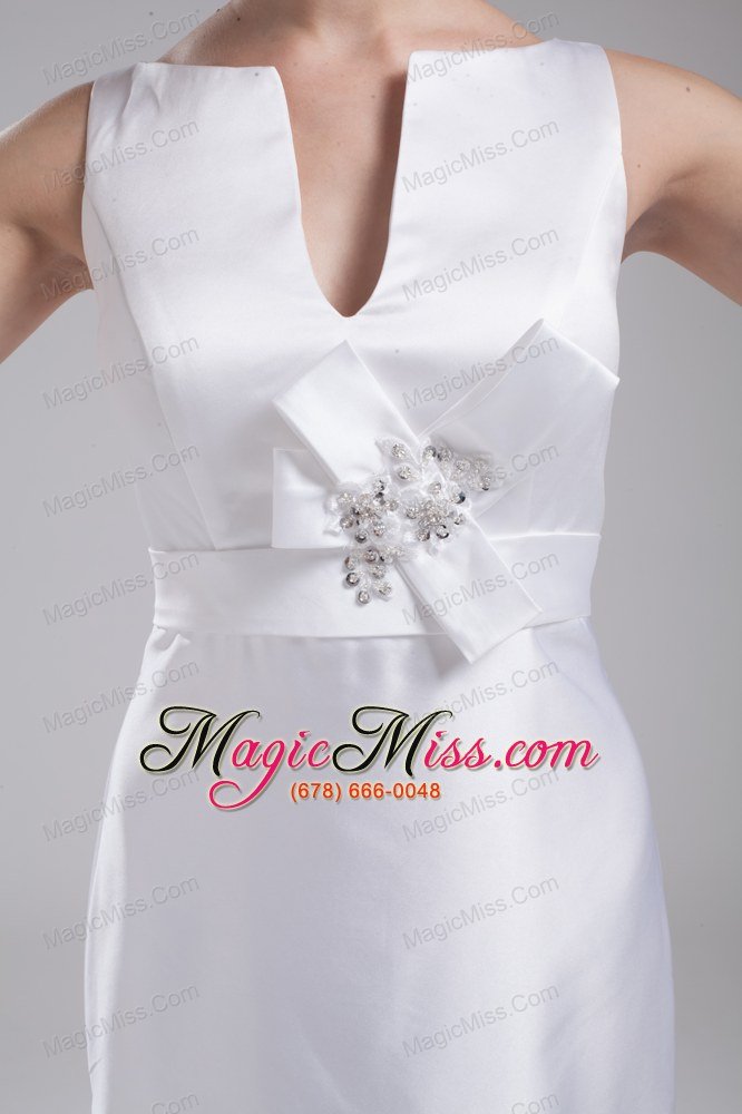 wholesale a-line v-neck hand made flower satin wedding dress
